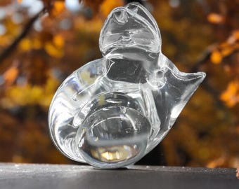 Vintage art glass mouse paperweight: scandinavian fm ronneby sculpture