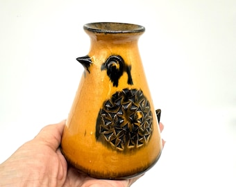 Danish Pottery Jug Vase – Mid-Century Modern Bird Design, Signed