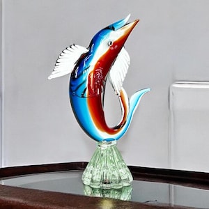 Vintage Murano Glass Fish Sculpture – 1960s Hand-Blown Sommerso Art Glass, Italy