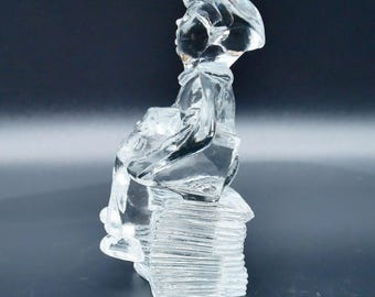 Kosta Boda Crystal Boy with Newspaper Figurine: Signed Kjell Engman Art Glass, 1985