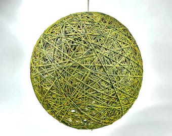 Mid-Century Green String Ball Ceiling Pendant Light –  1960s Shade