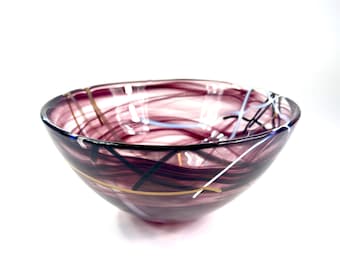 Scandinavian Art Glass – Kosta Boda “Contrast” Purple Swirl Bowl, Anna Ehrner