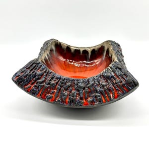 Vintage Lava Glaze Bowl - Norrmans Keramik - 1960s Swedish Mid-Century Studio Pottery Sculptural Dish