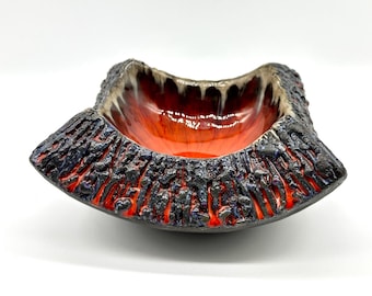 Vintage Lava Glaze Bowl - Norrmans Keramik - 1960s Swedish Mid-Century Studio Pottery Sculptural Dish