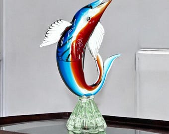 Murano glass fish sculpture – sommerso art glass, italy, 1960s
