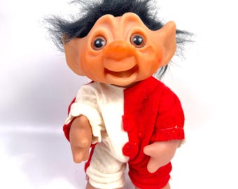 DAM Troll Doll, Vintage Danish Gonk, Original Clothes, 1977, 25 cm