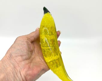 Vintage Glass Fruit Sculpture – Yellow Pepper by Kosta Boda, Swedish Art Glass Decor