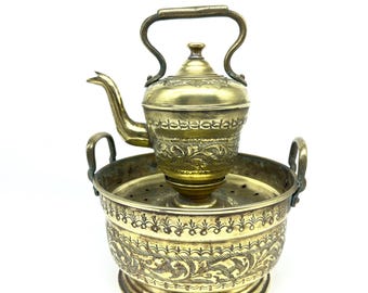 Moroccan Brass Hammam Hand Washing Set  Basin & Kettle