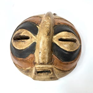 Vintage African Luba Death Mask – Wood Tribal Mask, Hand-Carved Congolese Art