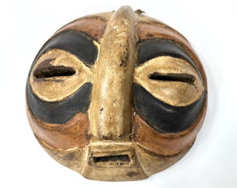 Vintage African Luba Death Mask – Wood Tribal Mask, Hand-Carved Congolese Art