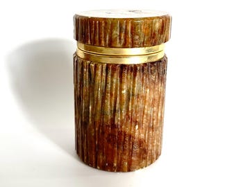 Vintage Italian Alabaster Trinket Box: Hand-Carved Jewelry Box, 1960s