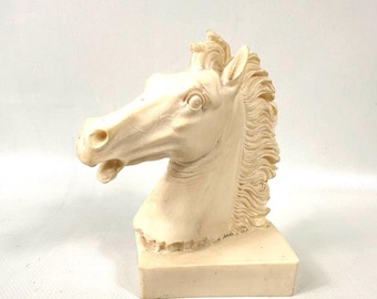 Marble Horse Head Greek Statue Sculpture, 1970s Home Decor