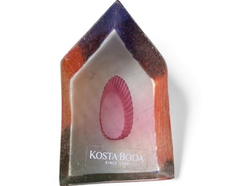 Kosta Boda Miniature Art Glass Sculpture House "Country Living" paperweight by Bertil Vallien