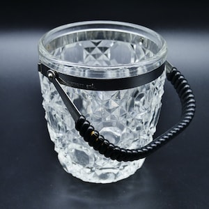 Cut Glass Crystal Ice Bucket, Vintage Retro design, MCM Barware Bar Decor