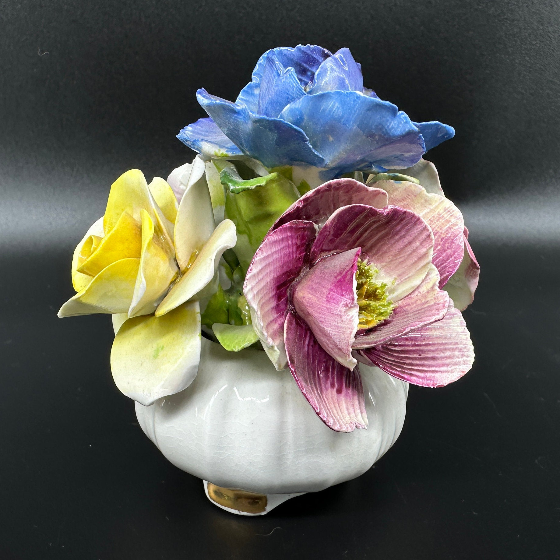 Vintage Jon Anton Bone China Flower Basket, 1970s England, Hand