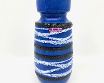 Vintage Scheurich Fat Lava Vase – Blue & Black West German Pottery, 242-22