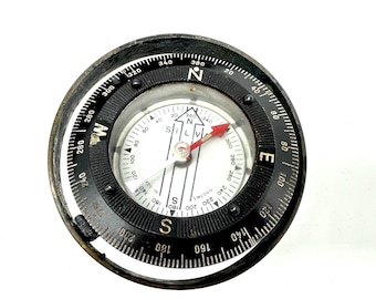Vintage Brass Gimbal Ship Compass – Nautical Maritime Instrument | Boat Dashboard Compass Mid Century