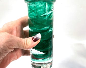 Kosta Boda Green Atoll Glass Candleholder – Mid-Century Design