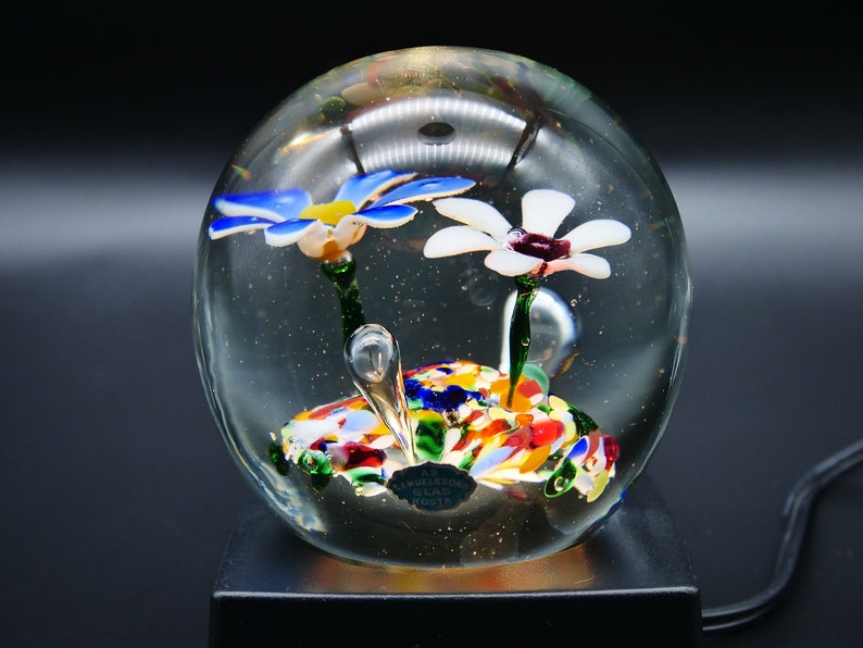 Kosta Boda Art Glass Floral Paperweight Sculpture Handblown Vintage