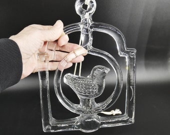 KOSTA BODA Art Glass Bird Suncatcher - Scandinavian Window Ornament, 1970