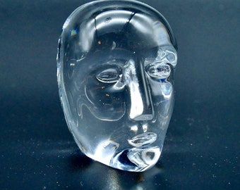 Mid-Century Kosta Boda &quot;Brains&quot; Art Glass Head – Bertil Vallien Mini Sculpture Figurine