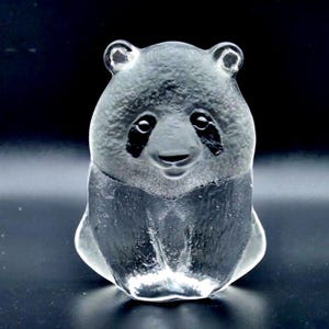 Art glass panda - wwf paperweight sculpture signed mats jonasson image 2