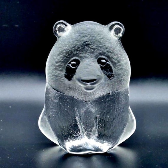 Art Glass Panda - Wwf Paperweight Sculpture Signed Mats Jonasson