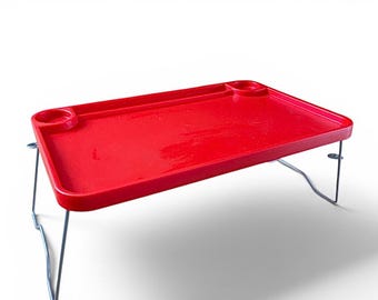IKEA Bed Tray Table, Red Plastic Folding Laptop Tray, Vintage Scandinavian Design