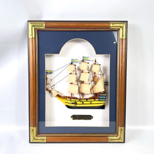 Boîte fantôme de navire – art mural de modèle de navire de guerre suédois, 36 × 46 cm
