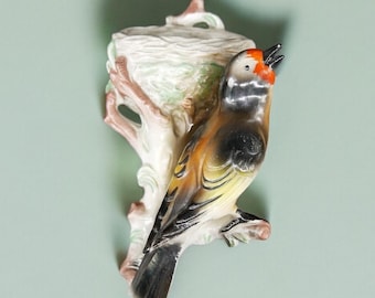 Bird wall pocket, hand-painted, Hertwig Katzhütte, 16cm