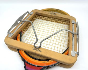 Raquette De Tennis Dunlop Powerwood Bois Vintage + Presse - Adulte