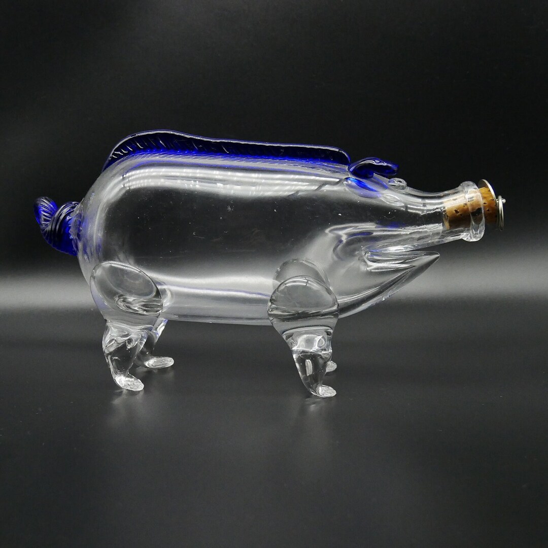 Rare Vintage Glass Pig Decanter Pig Gin Flask Scandinavian Etsy