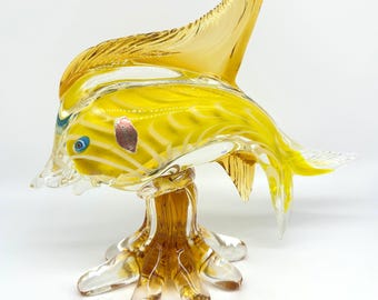 Murano Art Glass Fish Sculpture, Mid Century Italian Glass