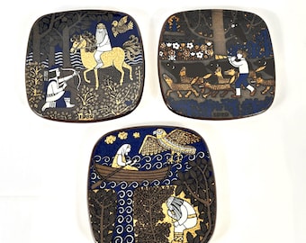 Arabia Finland Kalevala Plates by Raija Uosikkinen, 1979, 1980 & 1982