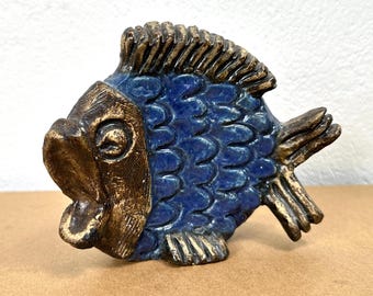 Vintage Fish Figurine Sculpture by Willy Fischer – Mid-Century Swedish Studio Pottery – EGO Stengods 1960s