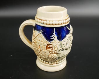 Unique Vintage Miniature Ceramic Beer Stein Mug | Collectible German Tankard | 7 cm Tall