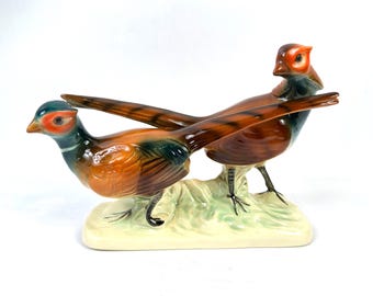 Ceramic Birds Sculpture, 1940s Pheasant Figurine
