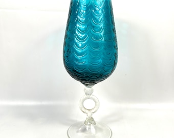 Large Draped Optic Italian Empoli Art Glass Vase, 1950s–60s