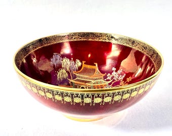 Carlton Ware Rouge Royale Bowl, English Art Pottery, Chinoiserie Bowl