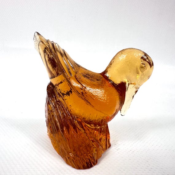 Amber Glass Duck – Vintage Kosta Boda Paul Hoff Art Glass