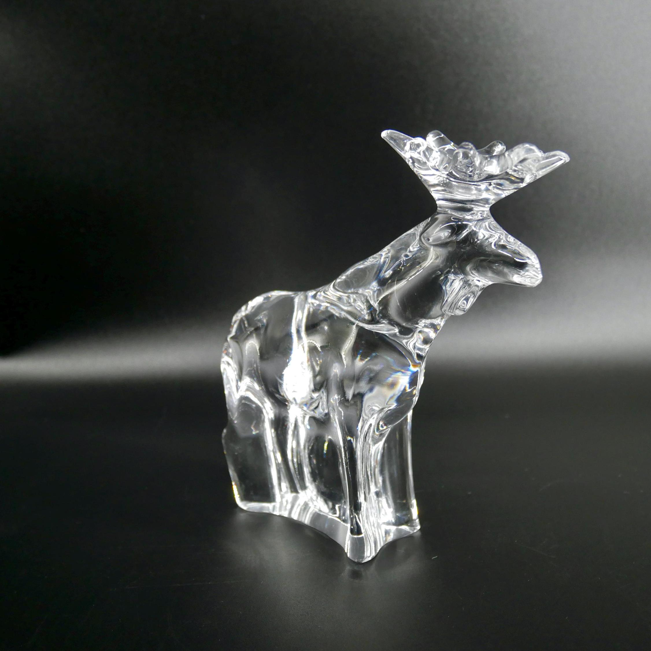 Vintage Orrefors Sweden Crystal Glass Moose Figurine