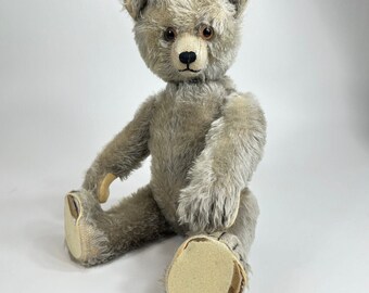 Raro musical antiguo sí/no schuco osito de peluche 21"- oso alemán vintage de la década de 1930