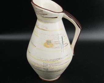 Vintage West German Ceramic Vase, Bay Keramik Mid-Century Jug - Geometric Pattern