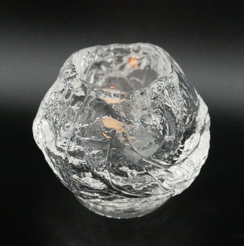 Glass Candleholder, Ann Wärff Kosta Boda Snowball, Swedish Art Glass image 9