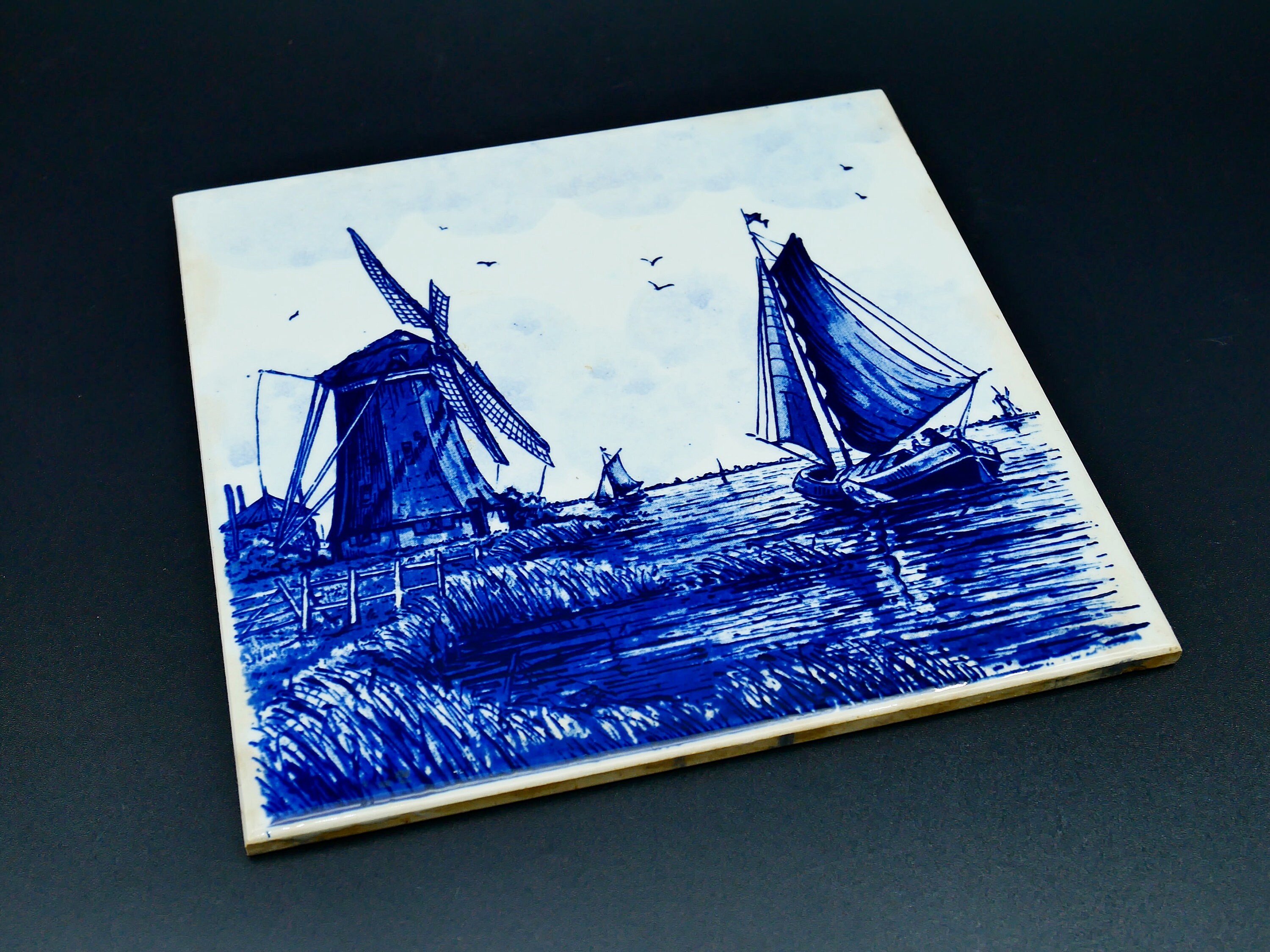 Dessous De Plat Vintage En Formica, Motif DELFT Hollande Bleu, Super Déco Rétro