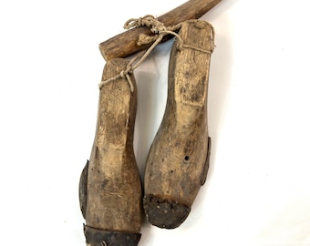 Vintage Wooden Shoe Lasts: Rustic Cobbler Decor, Leather Toe Caps