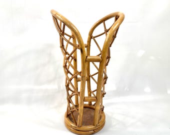 Vintage Scandinavian Bamboo umbrella stand – 1970s Mid Century Modern