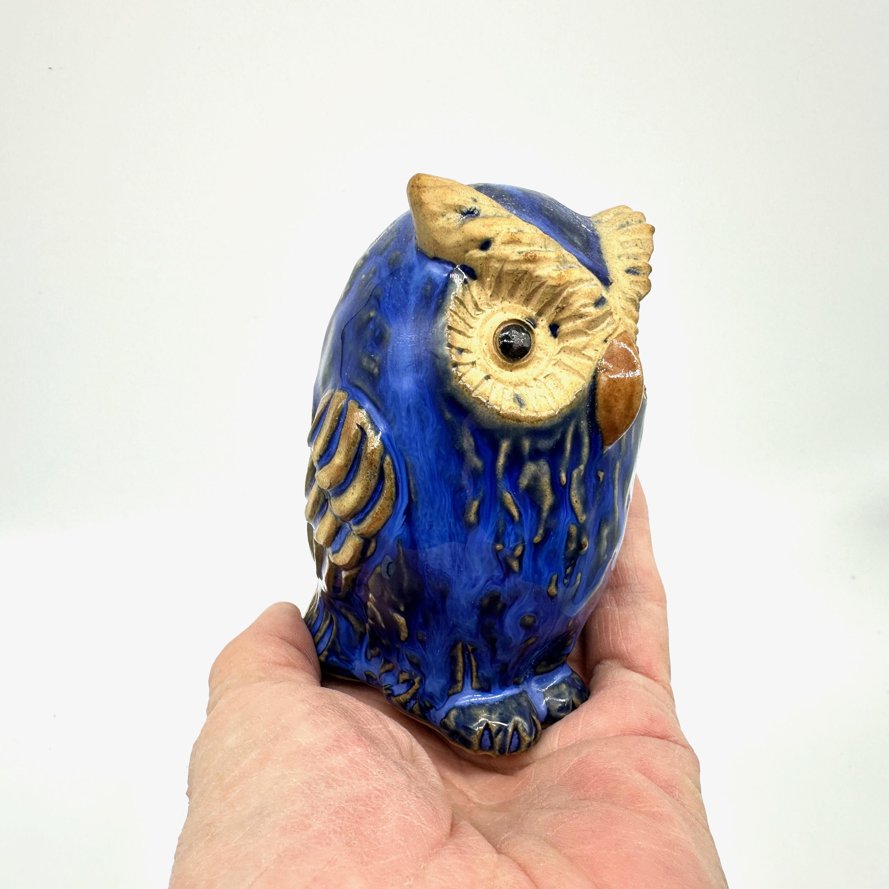 青色フクロウの陶器置物 陶器のフクロウの置物 – 青い陶器の鳥、10 cm - Etsy 日本