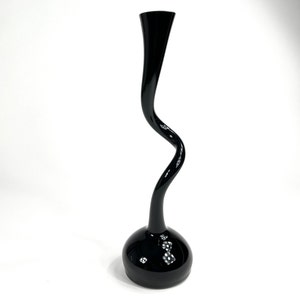 Minimalist Black Glass Swing Vase, Scandinavian art, Made in Denmark by Norman Copenhagen 40cm
