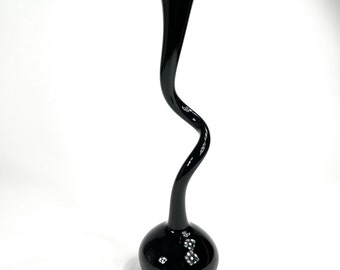Vase balançoire minimaliste en verre noir, art scandinave, fabriqué au Danemark par Norman Copenhagen 40 cm